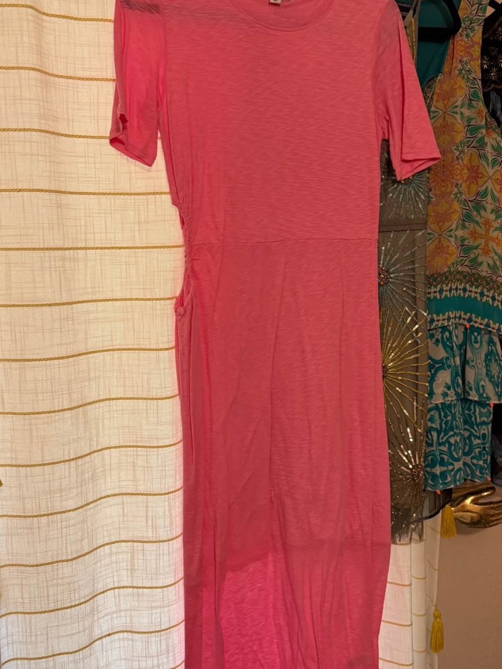 Stateside Anthropologie Pink Short-Sleeve Maxi Dress